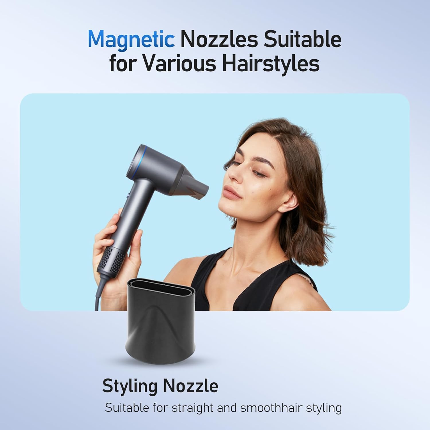 Negative Ionic Blow Dryer, 110000 RPM Professional High-Speed Low Noise Thermo-Control Hair Dryer, Lightweight Blow Dryer with Magnetic Nozzle for Home Travel Salon Women Man - Image 6