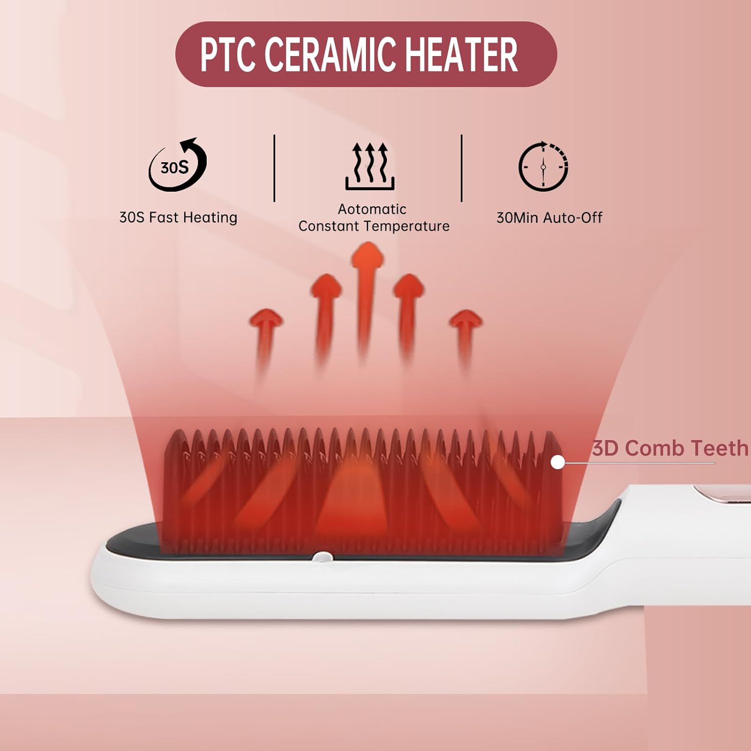 Ionic Hair Straightener Brush for Women, 9 Temperature Settings, Fast Heating - Image 6