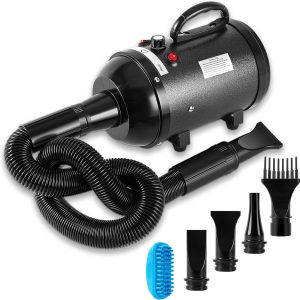 NESTROAD Dog Dryer, 4.3HP/3200W High Velocity Pet Hair Dryer, Stepless Adjustable Speed, Quick-Drying, Reduce Noise & Heat Insulation, 4 Nozzles and a Brush, Black