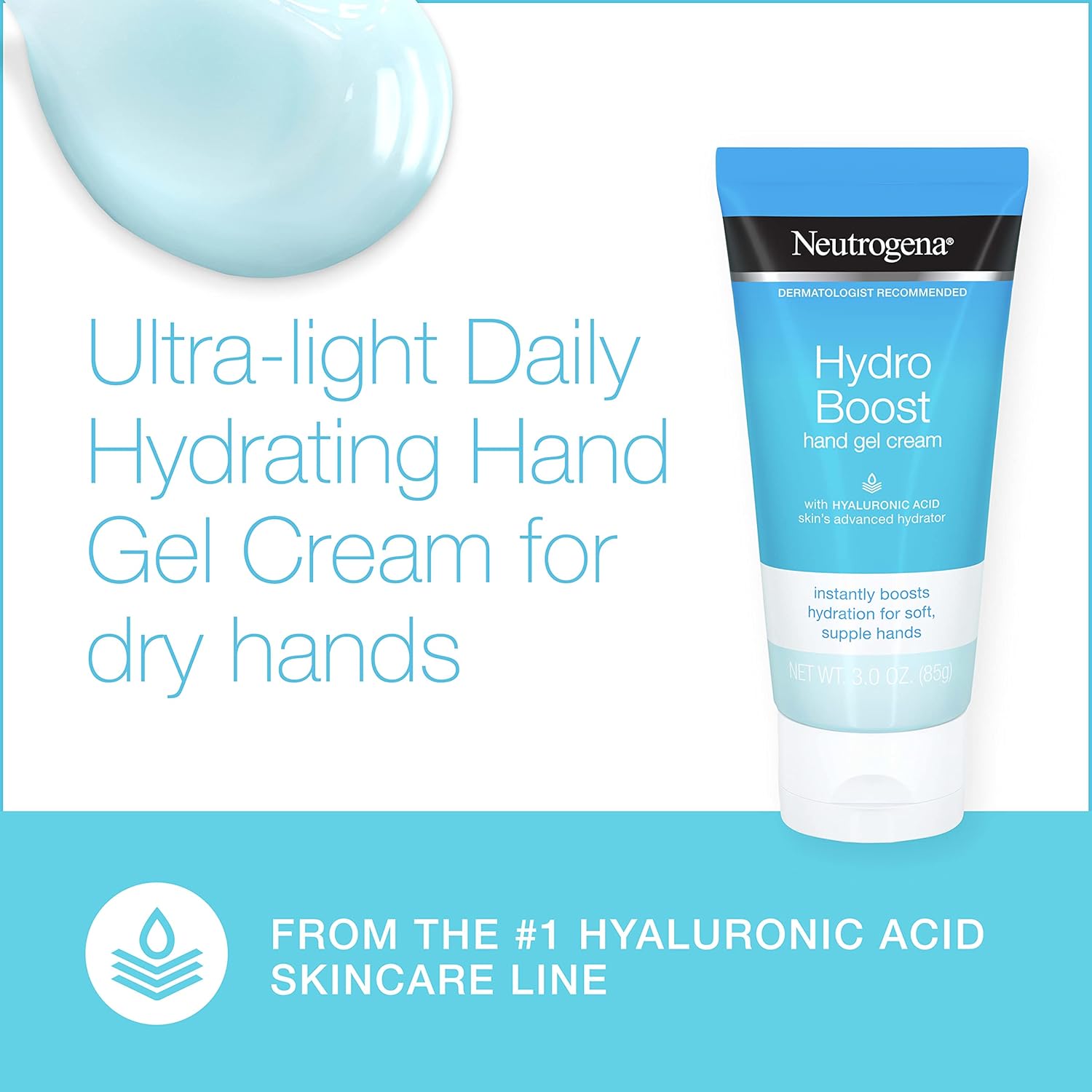 Neutrogena Hydro Boost Hydrating Hand Gel Cream with Hyaluronic Acid for Instantly Quenched, Soft & Supple Hands, Lightweight, Non-Greasy & Quick Absorbing Hand Lotion, Travel Size, 3 Oz - Image 2