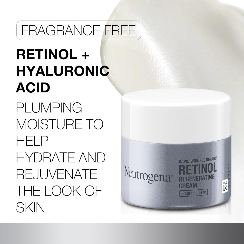 Neutrogena Rapid Wrinkle Repair Retinol Face Moisturizer, Fragrance Free, Daily Anti-Aging Face Cream with Retinol & Hyaluronic Acid to Fight Fine Lines, Wrinkles, & Dark Spots, 1.7 oz - Image 3