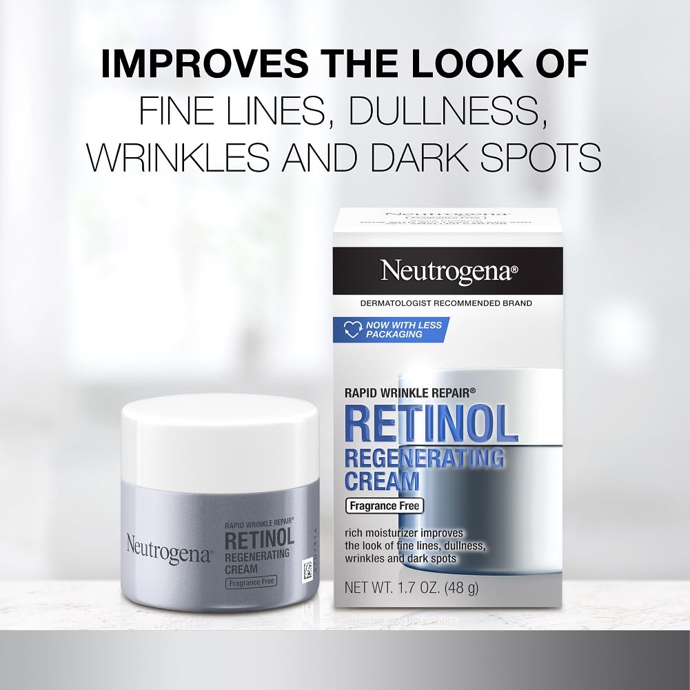 Neutrogena Rapid Wrinkle Repair Retinol Face Moisturizer, Fragrance Free, Daily Anti-Aging Face Cream with Retinol & Hyaluronic Acid to Fight Fine Lines, Wrinkles, & Dark Spots, 1.7 oz - Image 2