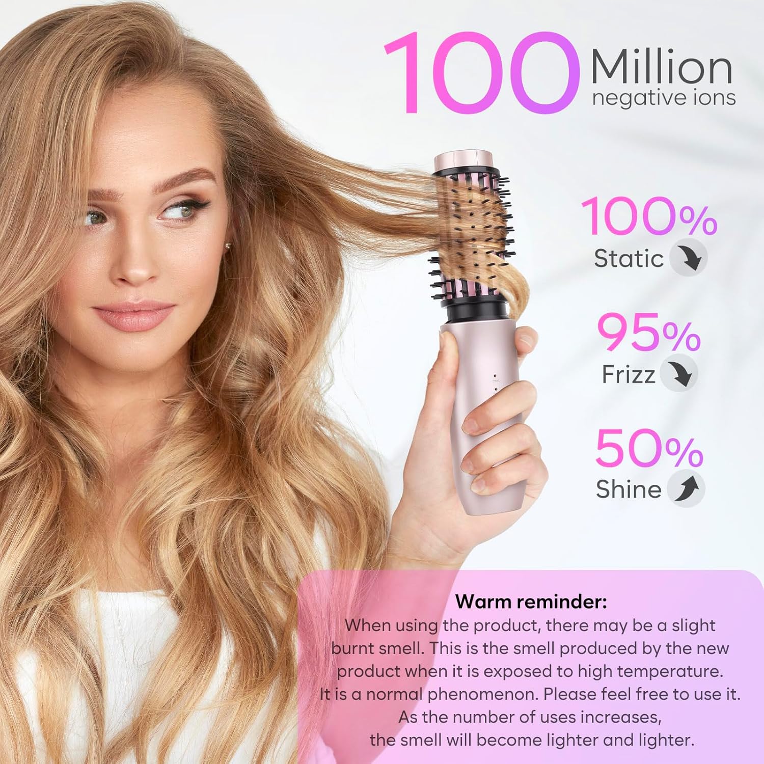 New Portable Mini Curling Iron brush with 7000mAh USB Rechargeable Curling Wand, Negative Ion, Pink TRAVEL KIT - Image 3
