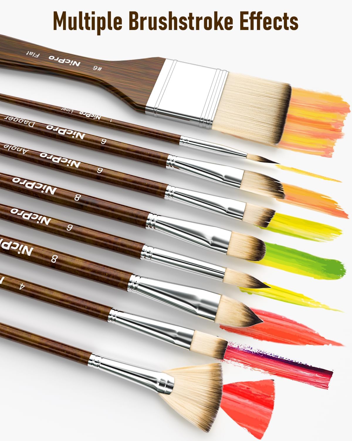 Nicpro 30pcs Paint Brush Set, Professional Paintbrushes with Paint Spatula and Cloth Roll, Craft Paint Brushes for Acrylic Painting, Oil, Watercolor, Gouache, Art Supplies for Artists and Beginners - Image 4