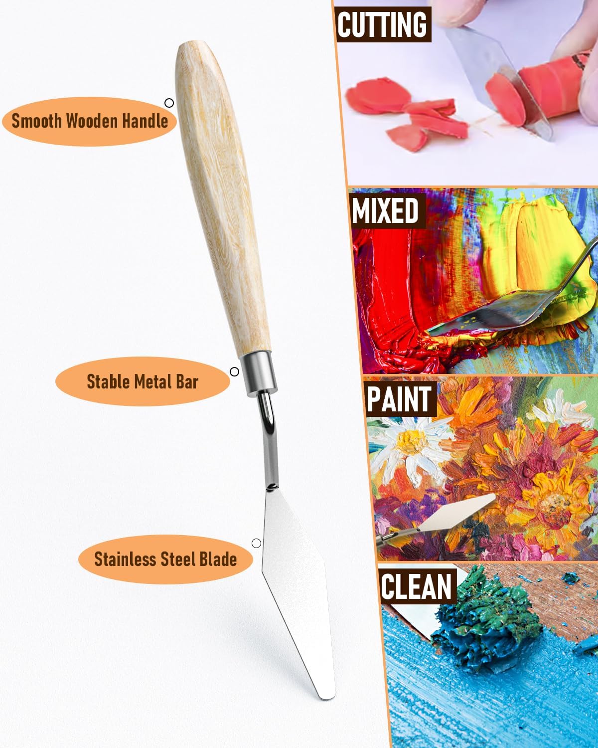 Nicpro 30pcs Paint Brush Set, Professional Paintbrushes with Paint Spatula and Cloth Roll, Craft Paint Brushes for Acrylic Painting, Oil, Watercolor, Gouache, Art Supplies for Artists and Beginners - Image 8