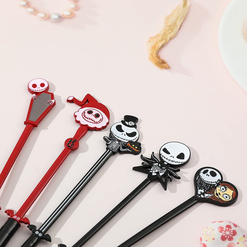 Nightmare Before Christmas Makeup Brushes - 5pcs Corpse Bride Anime Make Up Brush Set Silver Drawstring Bag Included - Image 2