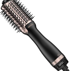 Nimmu Hair Dryer Brush Blow Dryer Brush in One, 4 in 1 Hair Dryer and Styler Volumizer for Drying Straightening Curling Volumizing Hair, Upgraded Hot Air Brush with 2.4” Oval Barrel, Black Gold