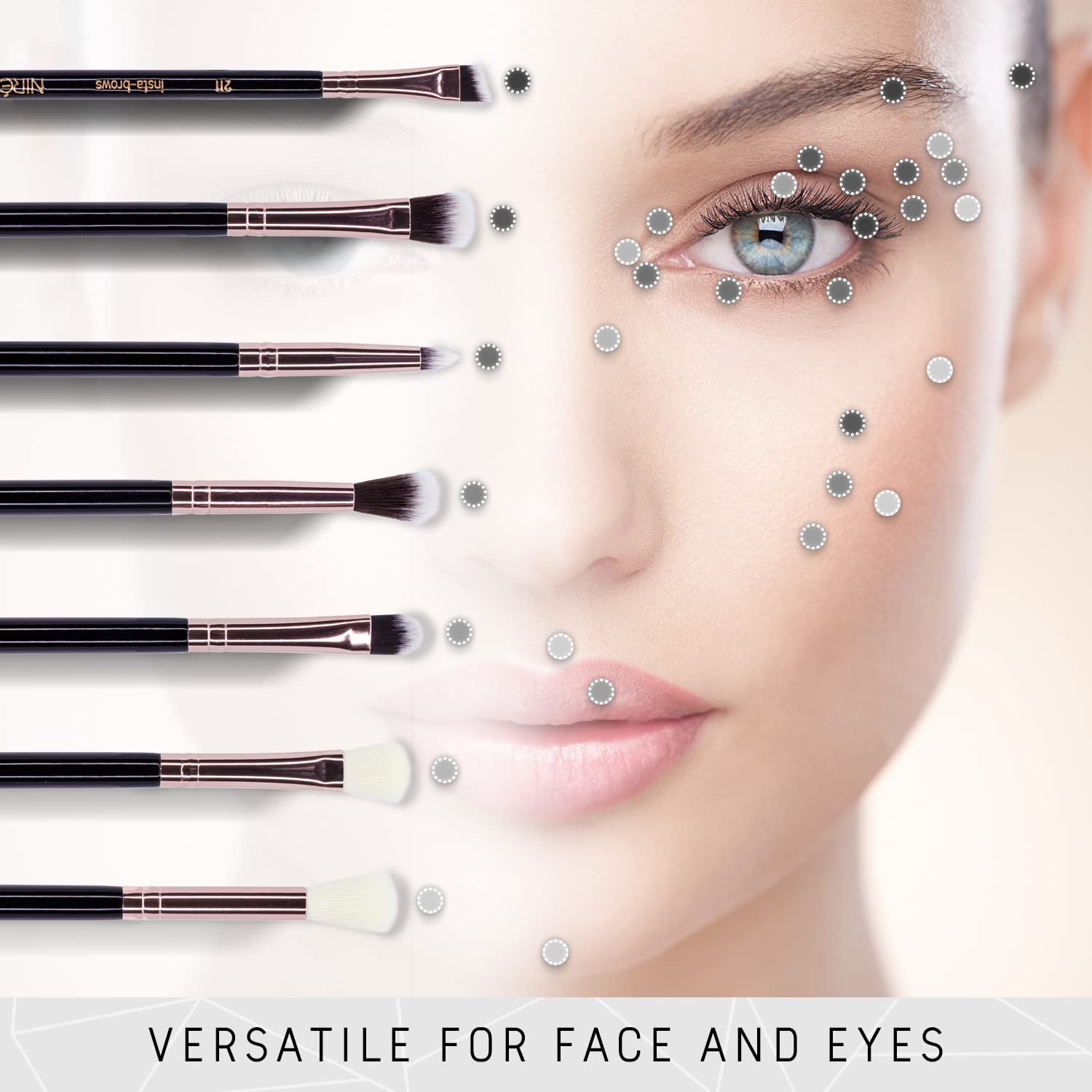Niré Eye Brush Set - Award Winning Eye Makeup Brushes for Eyes and Brows Including Eye Shadow Brush Set, Eyebrow Brush and Tweezers Rose Gold - Image 4