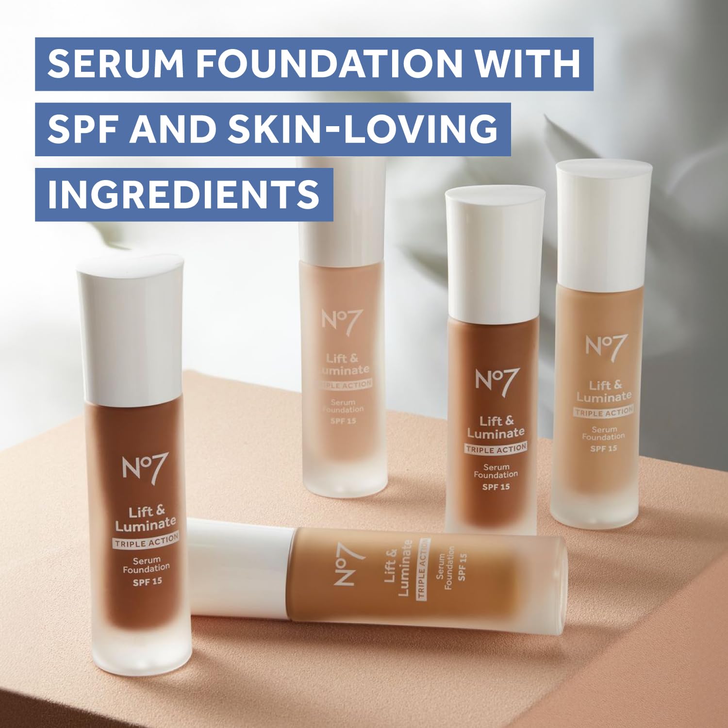 No7 Lift & Luminate Triple Action Serum Foundation - Liquid Makeup with SPF 15 for a Dewy, Glowy Base - Radiant Formula for Mature Skin - Cool Vanilla (1 Fl Oz) - Image 5