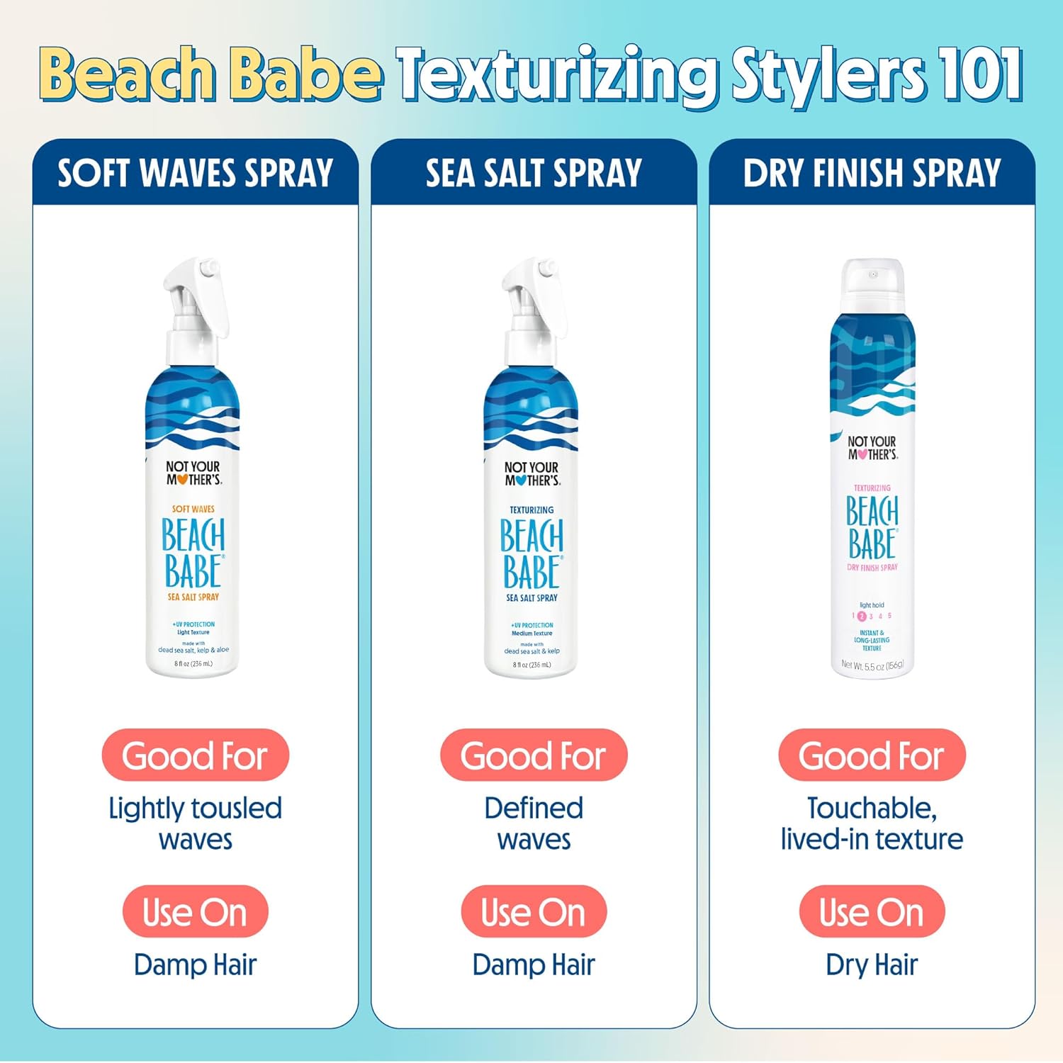 Not Your Mother's Beach Babe Texturizing Dry Finish Spray (2-Pack) - Add Instant, Buildable Texture to Dry Hair - Essentials for All Hair Types - Image 7
