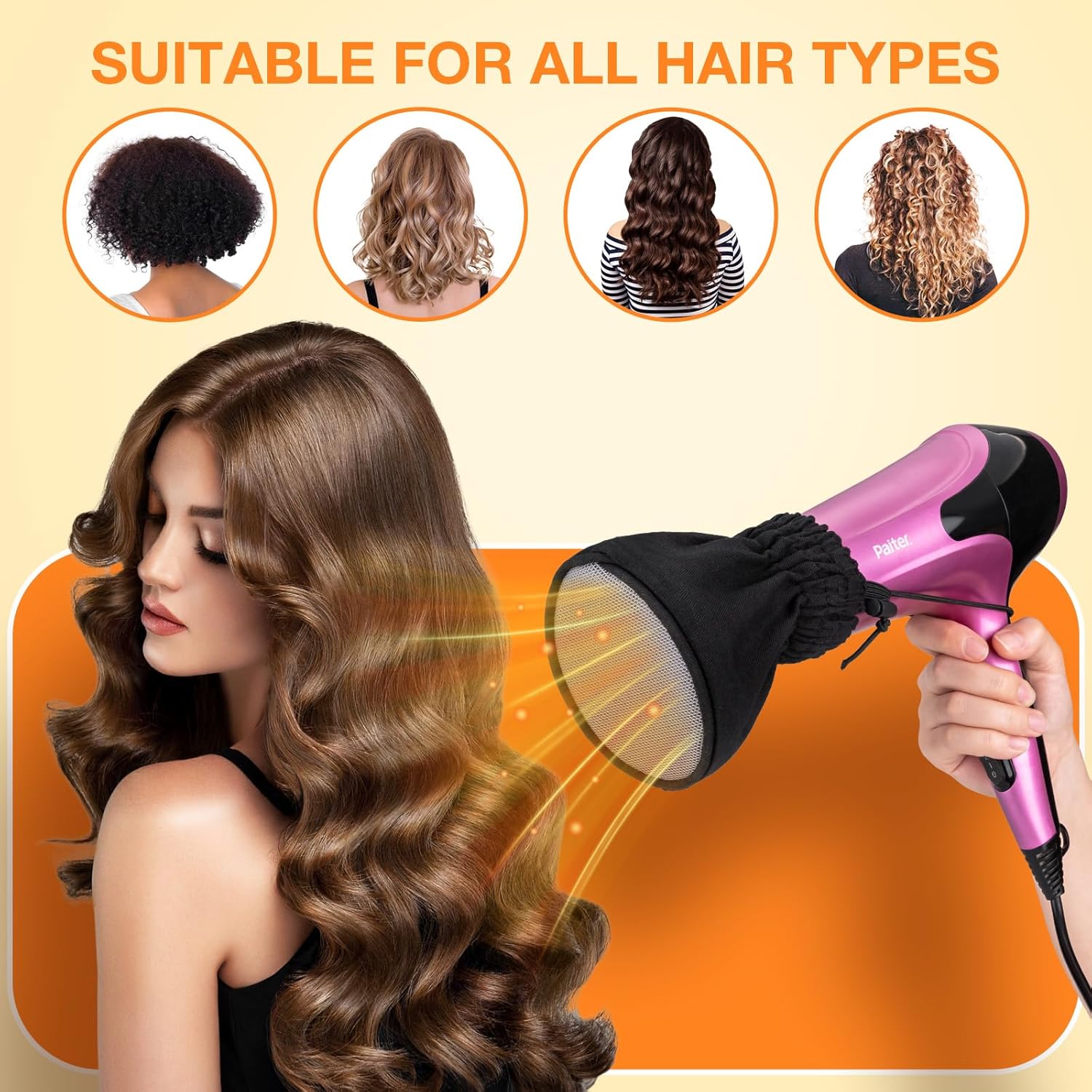 Noverlife Hair Dryer Diffuser, Universal Difuser Cap for Hair Dryer Attachment Double-Layer Nylon Hair Dryer Sock Cover for Curly Hair, Foldable Travel Diffuser Sock with Elastic Band for Hair Dryer - Image 9