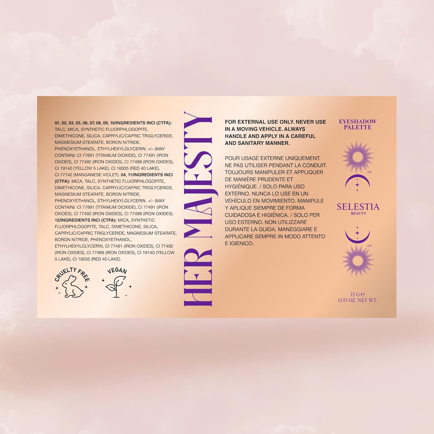 Nude Eyeshadow Palette Her Majesty – 12 High Pigment, Blendable Shades – Long-Lasting & Smudge-Proof – Matte, Satin, Shimmer & Glitter Finishes – 0.47 oz - Image 2