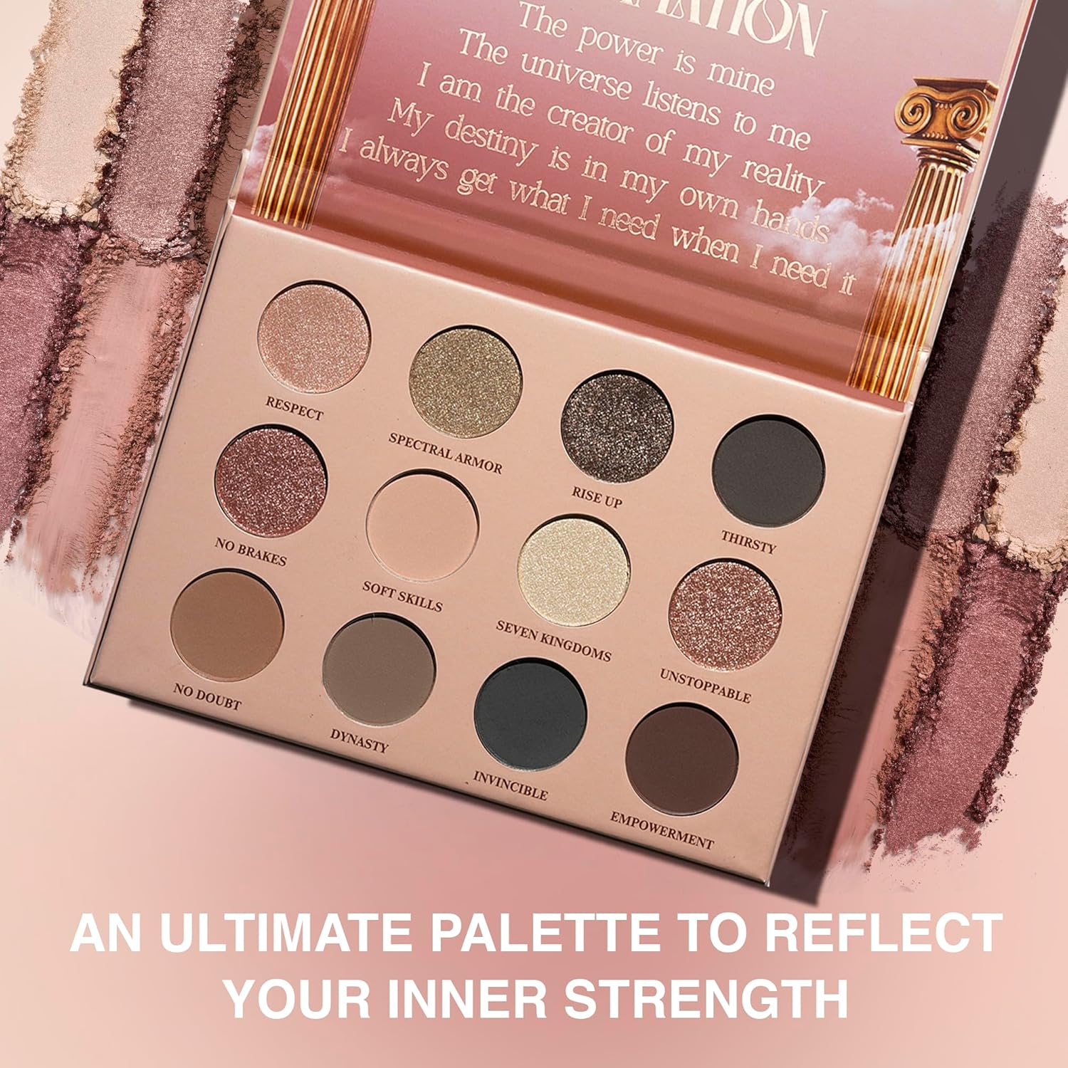 Nude Eyeshadow Palette Her Majesty – 12 High Pigment, Blendable Shades – Long-Lasting & Smudge-Proof – Matte, Satin, Shimmer & Glitter Finishes – 0.47 oz - Image 3