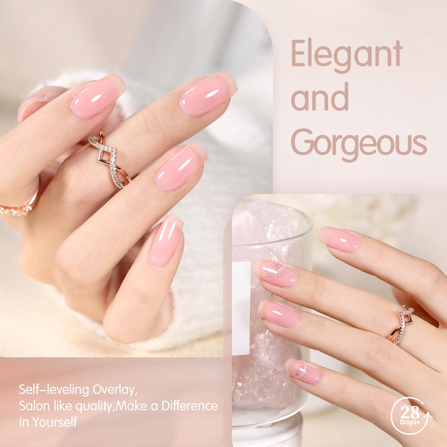 Nude Pink Gel Nail Polish Set- 6 Colors Sheer Milky White Jelly Gel Polish All Seasons Skin Tones Neutral Gel Polish Kit, Soak Off LED Gel Nail Kit Manicure DIY Home - Image 5