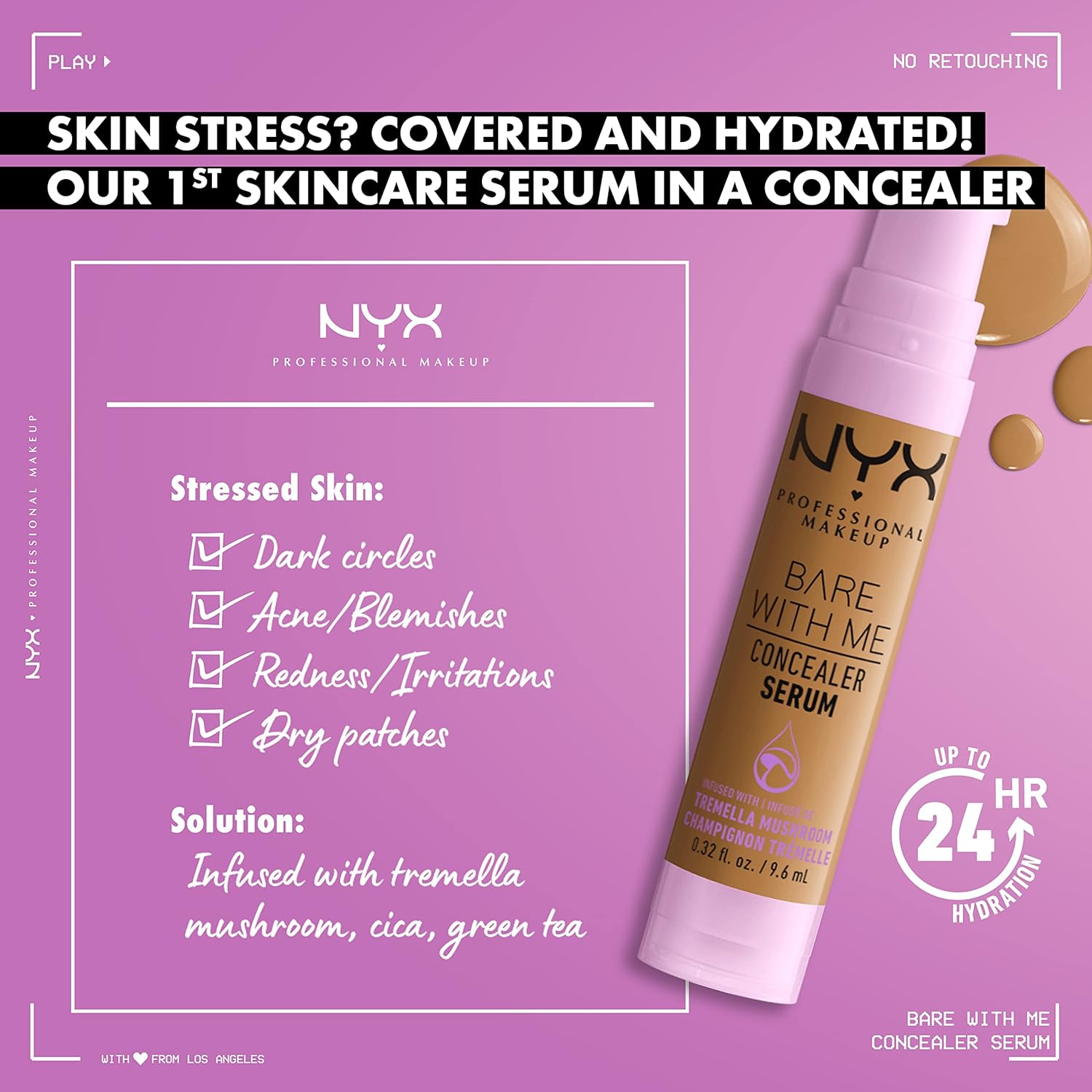 NYX PROFESSIONAL MAKEUP Bare With Me Concealer Serum, Concealer Makeup For Up To 24Hr Hydration - Mocha - Image 2