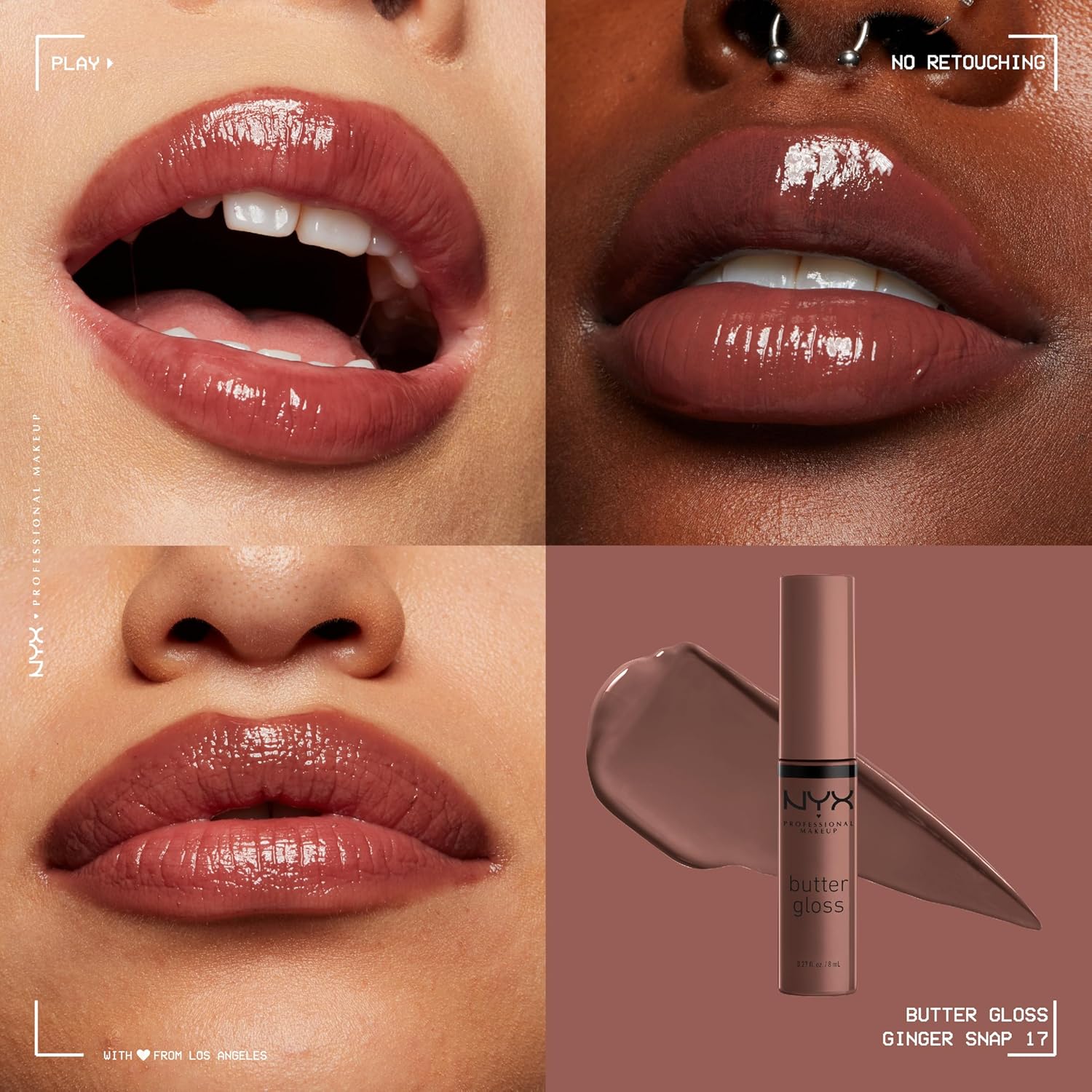 NYX PROFESSIONAL MAKEUP Butter Gloss, Non-Sticky Lip Gloss - Ginger Snap (Chocolate Brown) - Image 3
