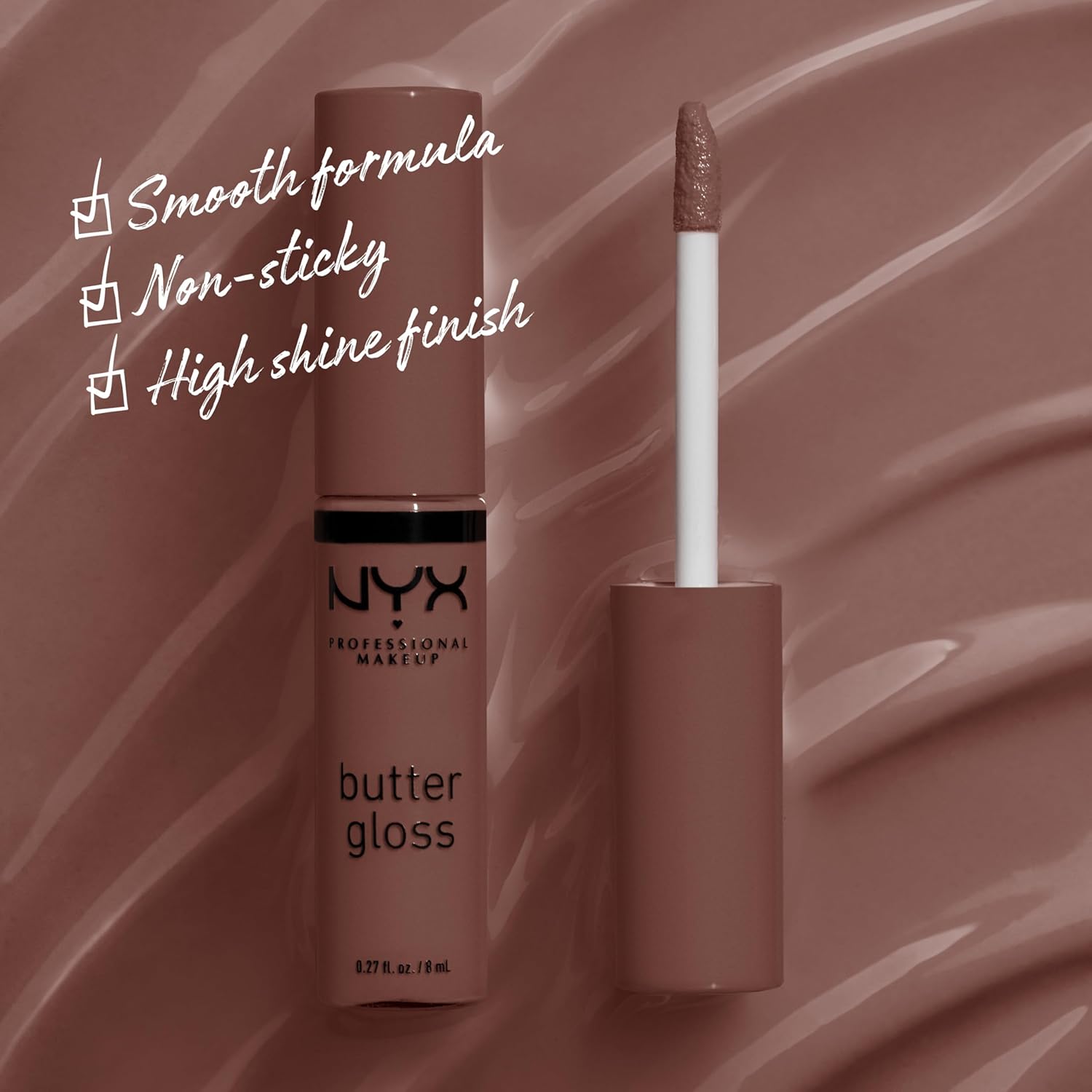 NYX PROFESSIONAL MAKEUP Butter Gloss, Non-Sticky Lip Gloss - Ginger Snap (Chocolate Brown) - Image 2