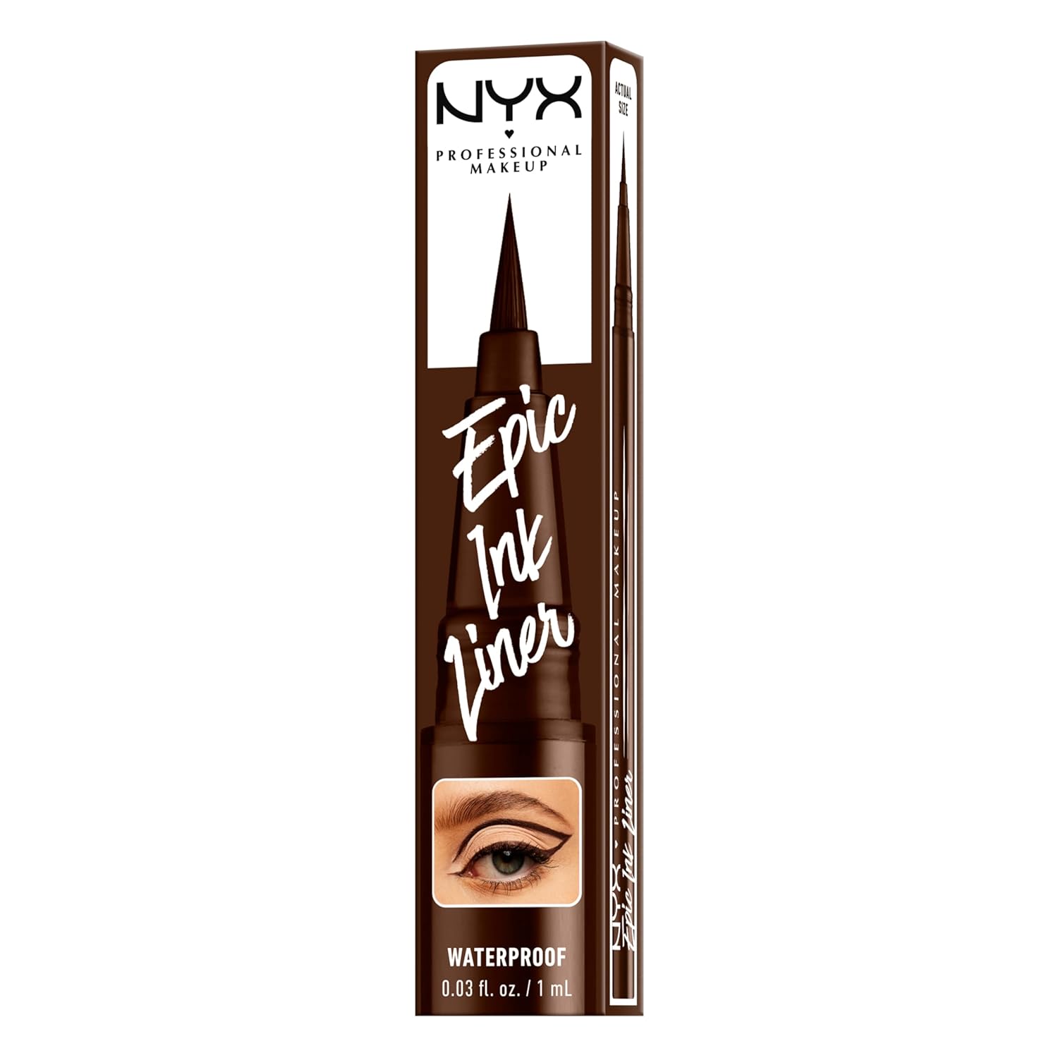 NYX PROFESSIONAL MAKEUP Epic Ink Liner, Waterproof Liquid Eyeliner with Vegan Formula - Milk Chocolate (Brown Matte) - Image 8