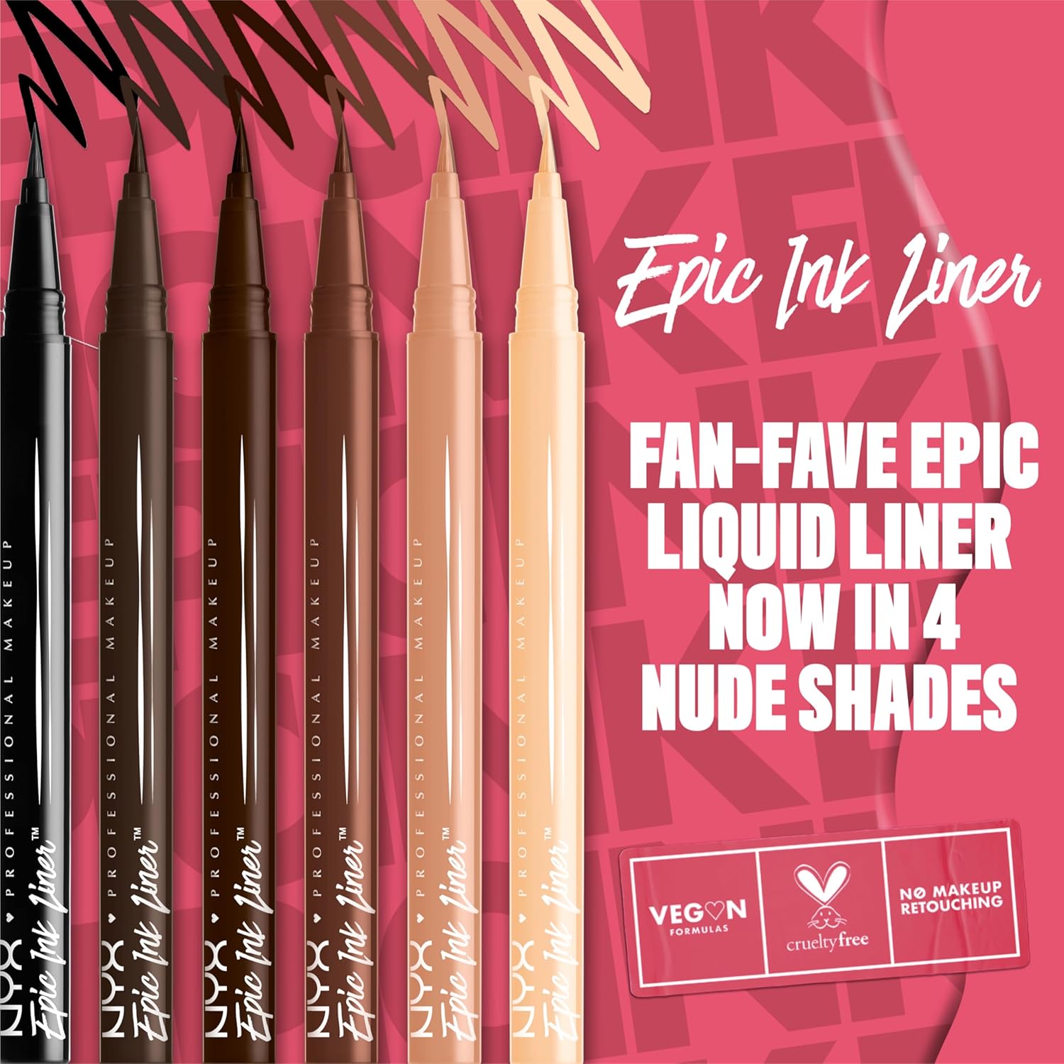 NYX PROFESSIONAL MAKEUP Epic Ink Liner, Waterproof Liquid Eyeliner with Vegan Formula - Milk Chocolate (Brown Matte) - Image 4