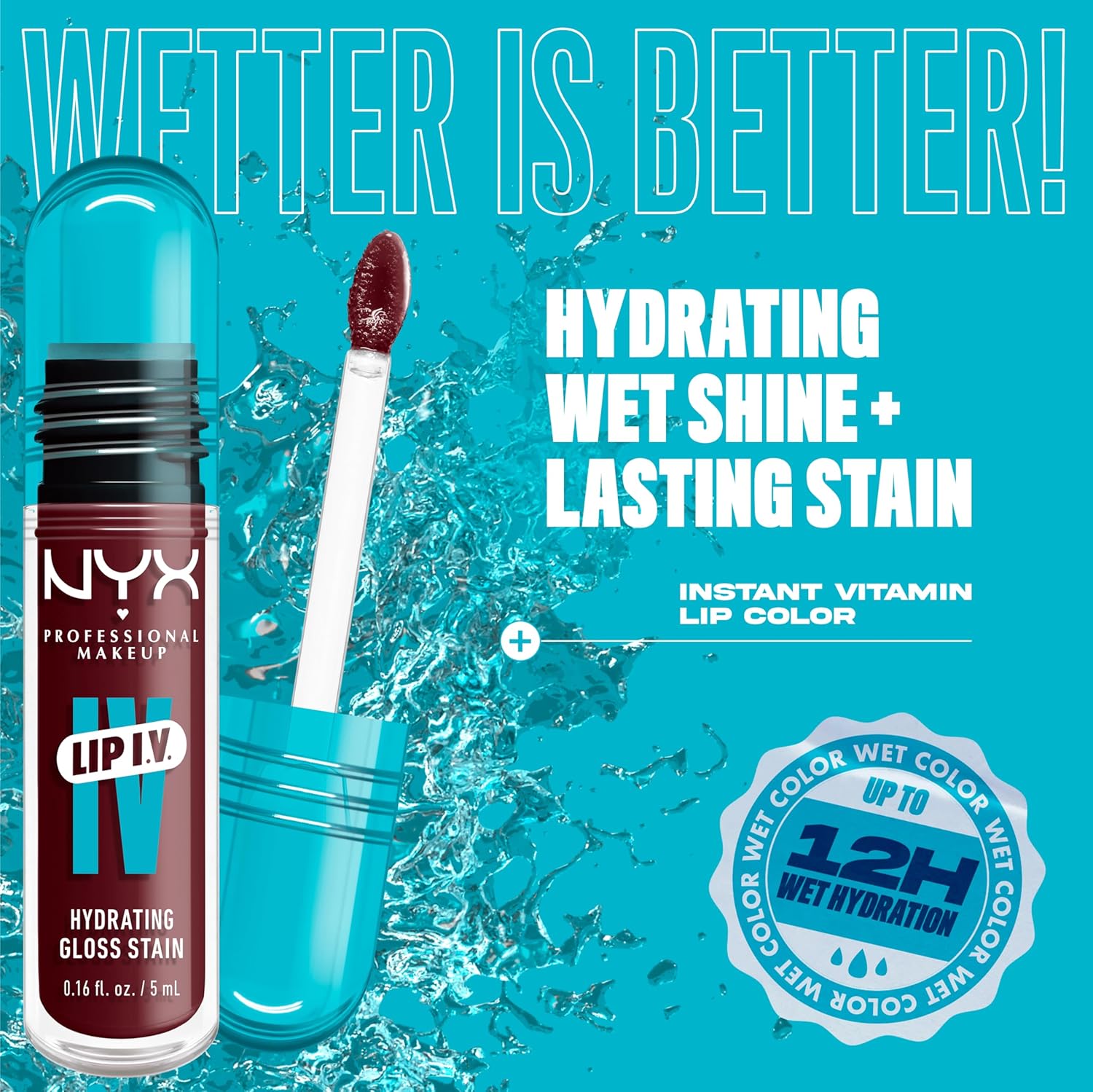 NYX PROFESSIONAL MAKEUP Lip IV Hydrating Glossy Lip Stain with 12HR Hydration - Mauve N Moist (Purple) - Image 4