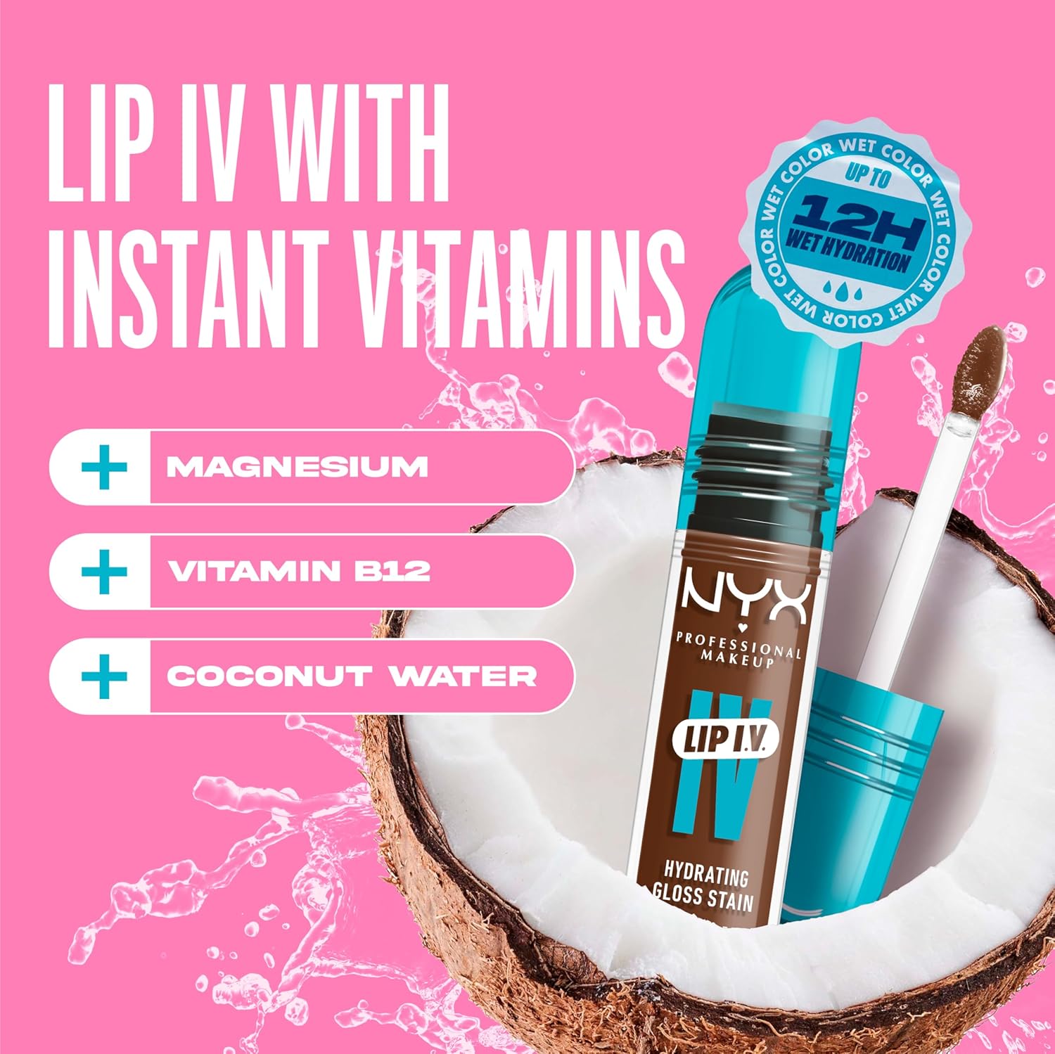 NYX PROFESSIONAL MAKEUP Lip IV Hydrating Glossy Lip Stain with 12HR Hydration - Splash N Spice (Brown) - Image 6