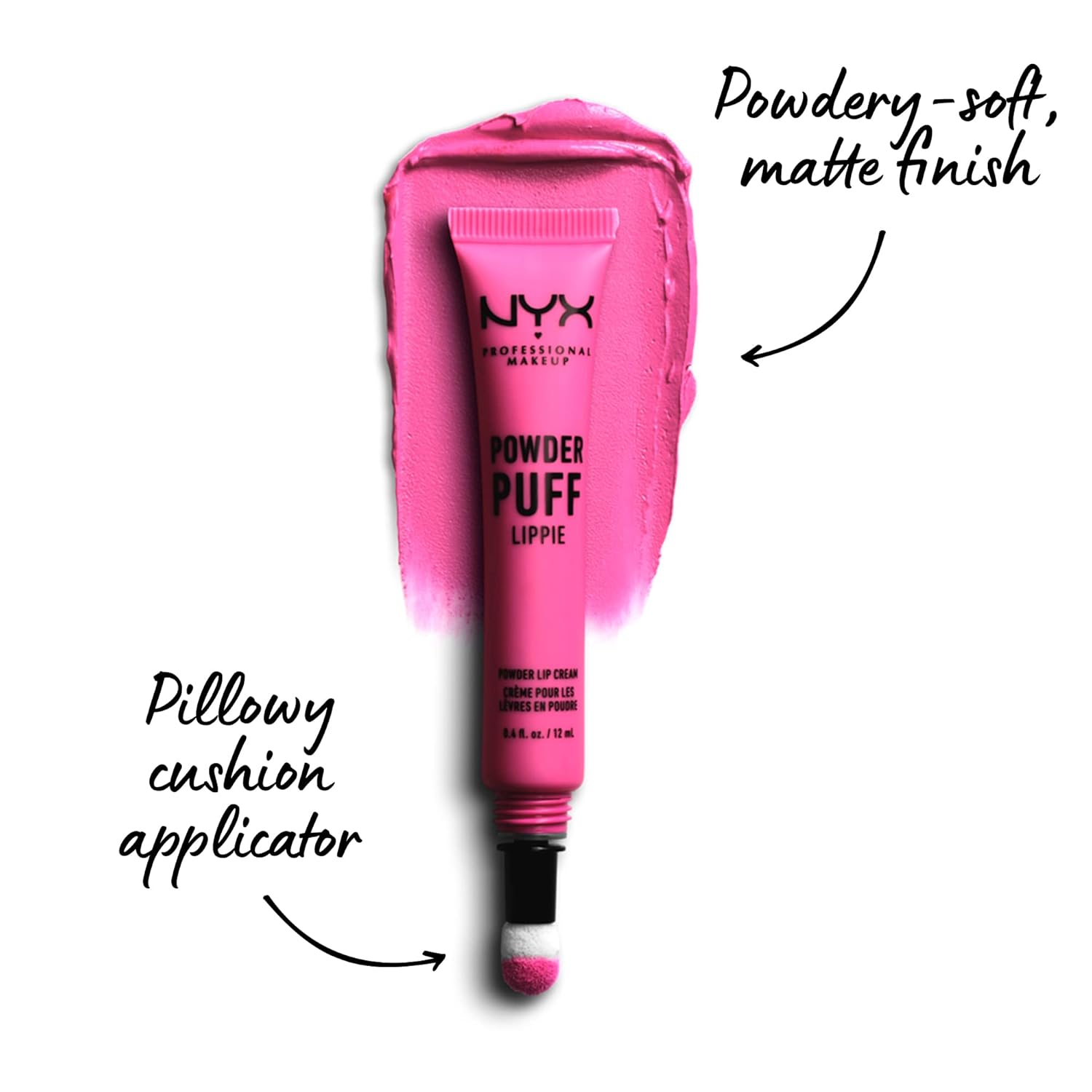 NYX PROFESSIONAL MAKEUP Powder Puff Lippie Lip Cream, Liquid Lipstick - Bby (Fuchsia) - Image 3