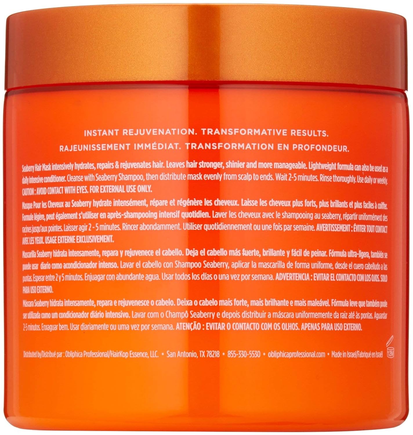 Obliphica Seaberry Hair Mask - Deep Conditioning Hydrating Treatment for Dry and Damaged Hair - Fine, Frizzy, and Color-Treated Hair - 1.05 Pound (Pack of 1) - Image 2