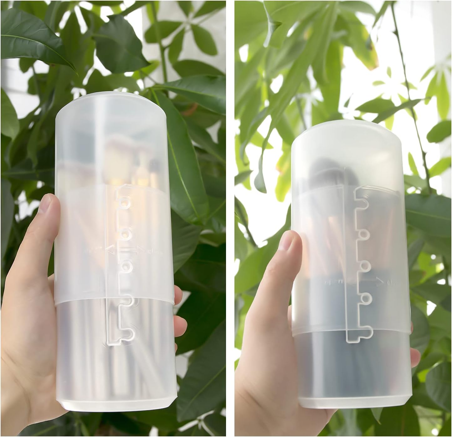 OCHEAL Clear Travel Makeup Brush Holder Dustproof Organizer 5 Brush Capacity - Image 2