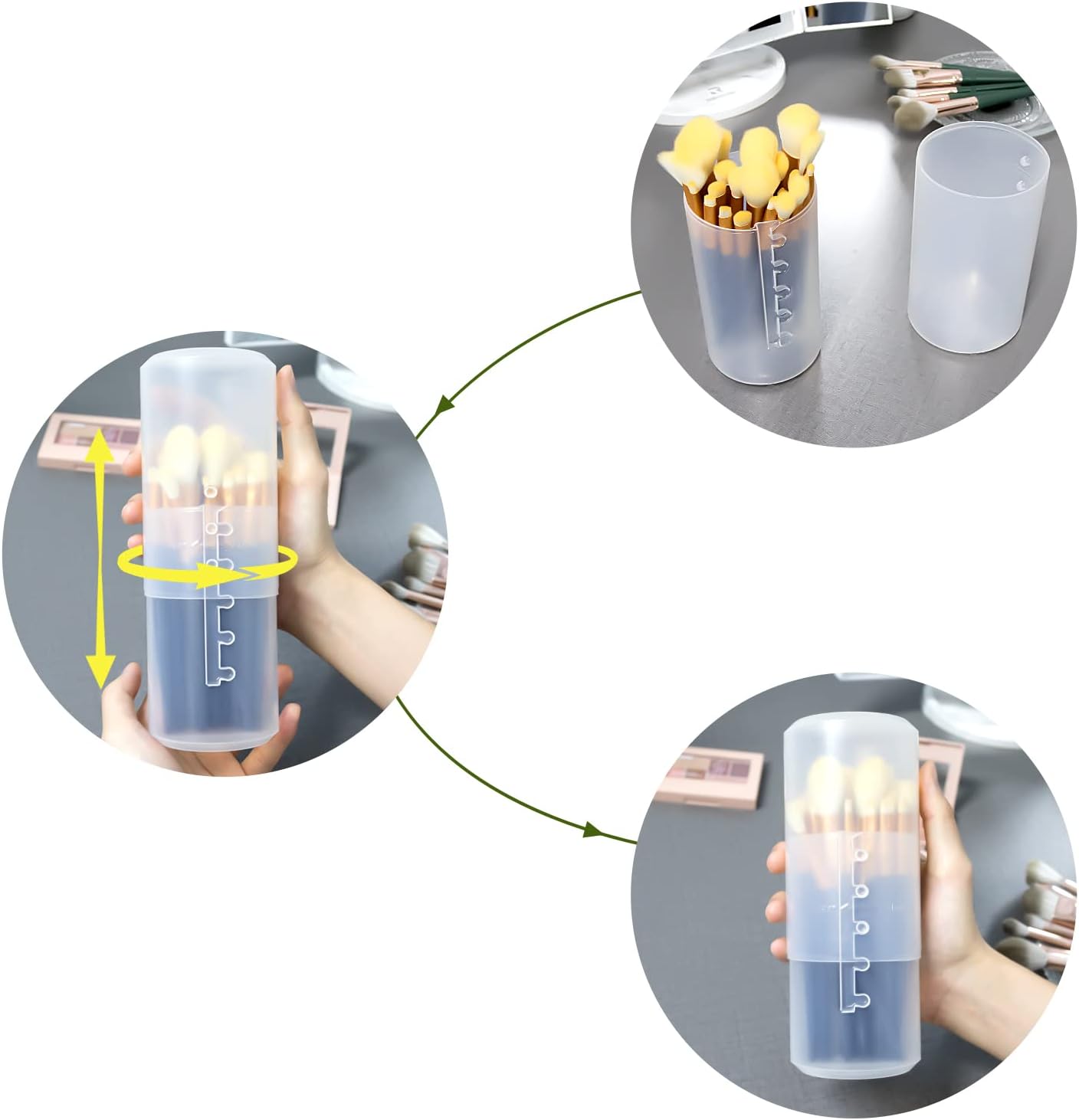 OCHEAL Clear Travel Makeup Brush Holder Dustproof Organizer 5 Brush Capacity - Image 7