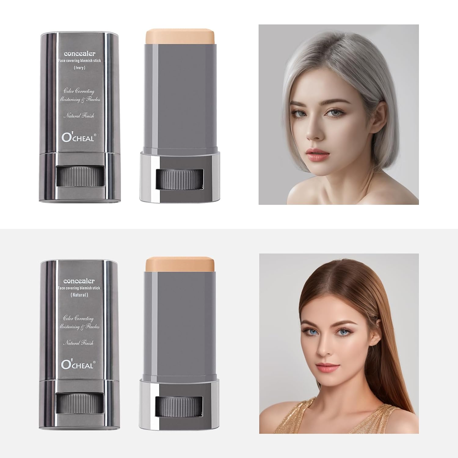 O'CHEAL Hydrating Concealer Stick Full Coverage Face Makeup for All Skin Types, Long Lasting Fit & Lightweight Formula, Cruelty-Free and Vegan (Natural, 1.06oz) - Image 6