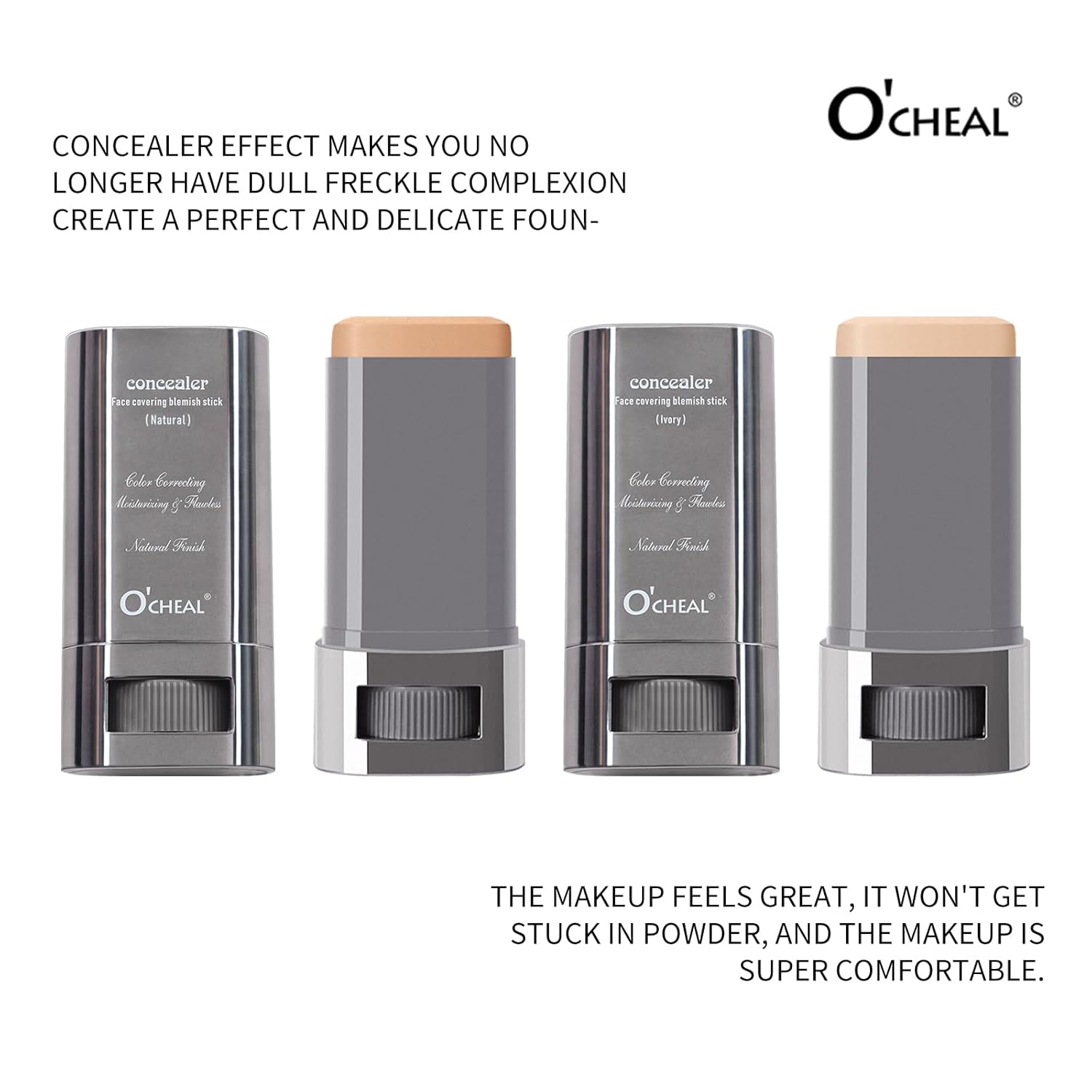 O'CHEAL Hydrating Concealer Stick Full Coverage Face Makeup for All Skin Types, Long Lasting Fit & Lightweight Formula, Cruelty-Free and Vegan (Natural, 1.06oz) - Image 7