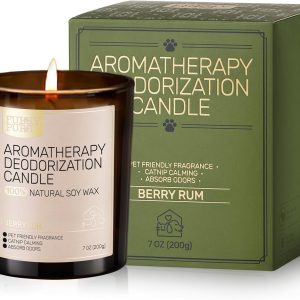 Odor Eliminating Candle, Berry Rum Scented Candle, Pet-Friendly Soy Candles, 60 Hours, 7 oz