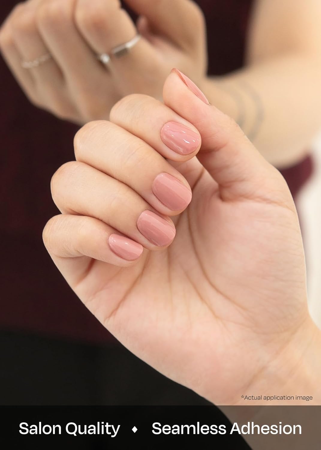 ohora Semi Cured Gel Nail Strips (N Ash Pink) - Pink, Solid, Works with Any UV/LED Lamps, Salon-Quality, Long Lasting, Easy to Apply & Remove - Includes 2 Prep Pads, Nail File & Wooden Stick - Image 4