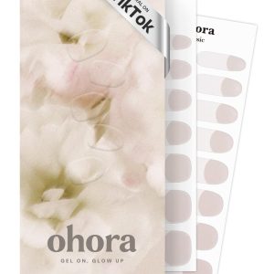 ohora Semi Cured Gel Nail Strips (N Glow French) - White, Glazed, Works with Any UV/LED Lamps, Salon-Quality, Long Lasting, Easy to Apply & Remove - Includes 2 Prep Pads, Nail File & Wooden Stick