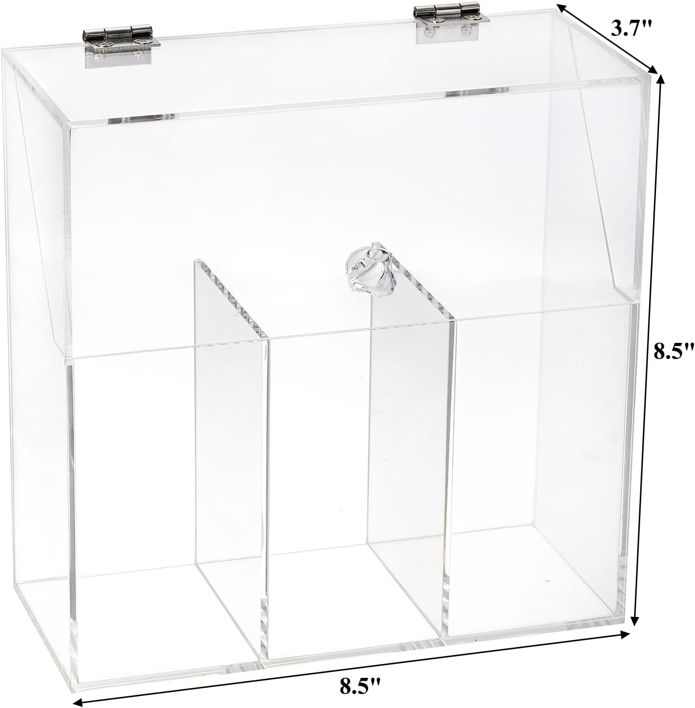 Okllen Makeup Brush Holder with Dustproof Lid, White Pearls, Acrylic Clear Makeup Brush Organizer with 3 Compartment, Large Cosmetic Brush Storage Box Case for Vanity, Bathroom, Bedroom - Image 2