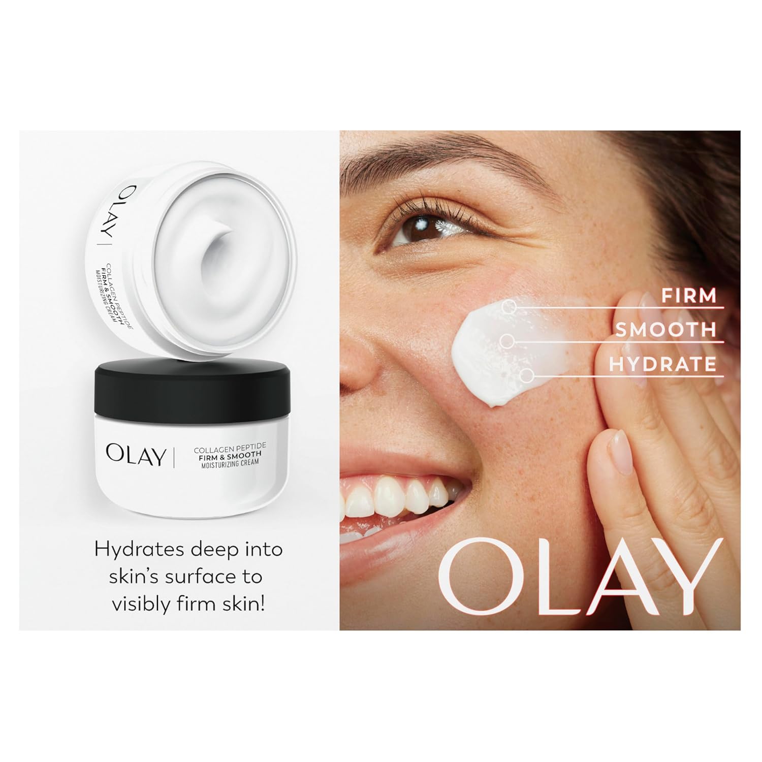 Olay Firm & Smooth Collagen Peptide Face Moisturizer, 2 oz Fragrance Free Firming Face Cream for Hydration and Skin Renewal, Recyclable Eco Jar Packaging - Image 11