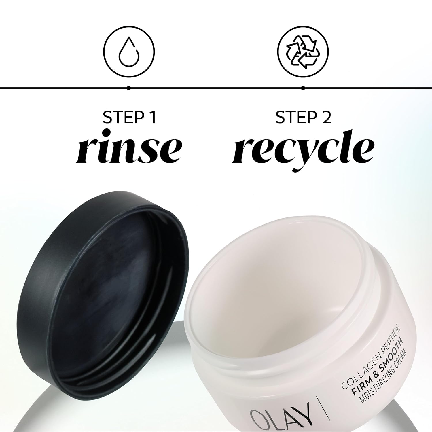 Olay Firm & Smooth Collagen Peptide Face Moisturizer, 2 oz Fragrance Free Firming Face Cream for Hydration and Skin Renewal, Recyclable Eco Jar Packaging - Image 8