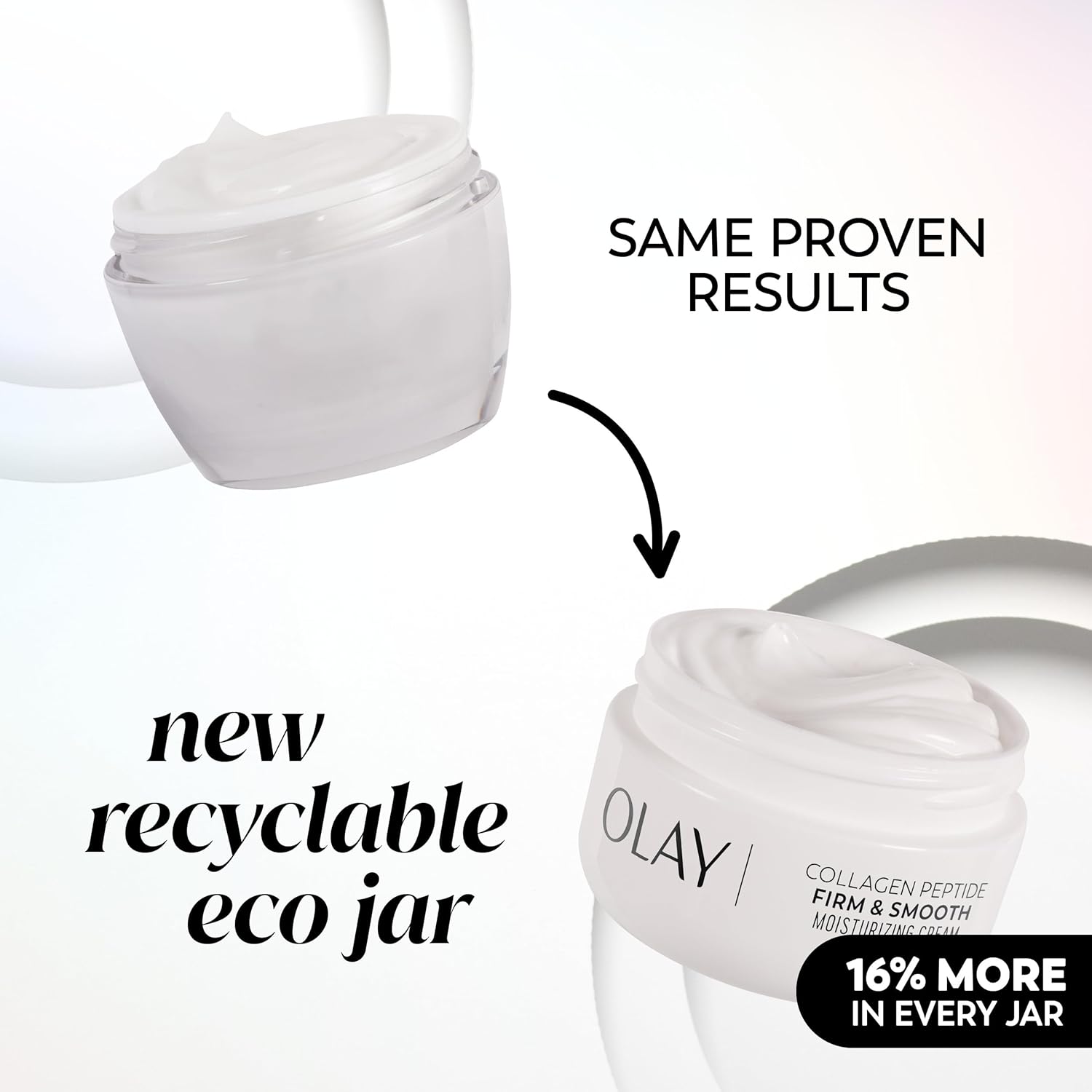 Olay Firm & Smooth Collagen Peptide Face Moisturizer, 2 oz Fragrance Free Firming Face Cream for Hydration and Skin Renewal, Recyclable Eco Jar Packaging - Image 3