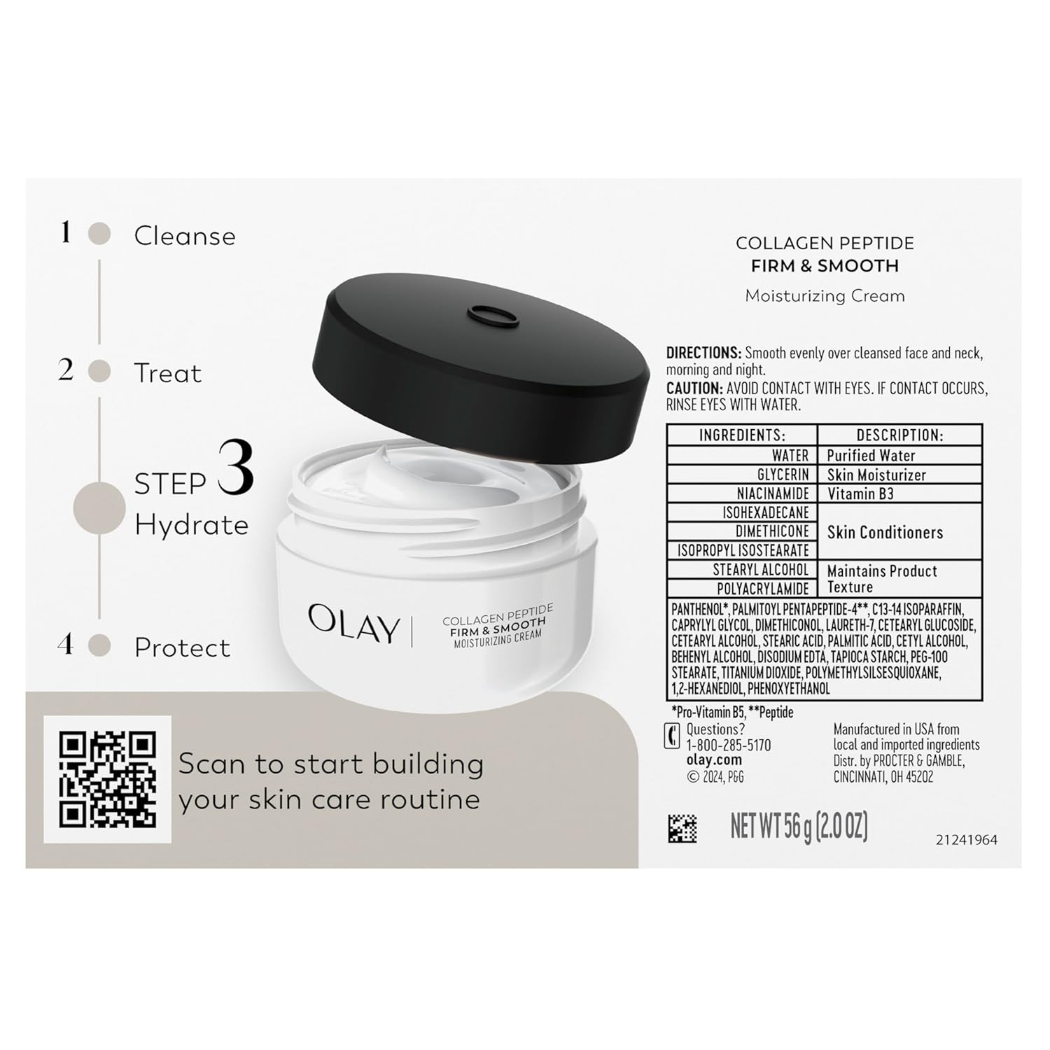 Olay Firm & Smooth Collagen Peptide Face Moisturizer, 2 oz Fragrance Free Firming Face Cream for Hydration and Skin Renewal, Recyclable Eco Jar Packaging - Image 12
