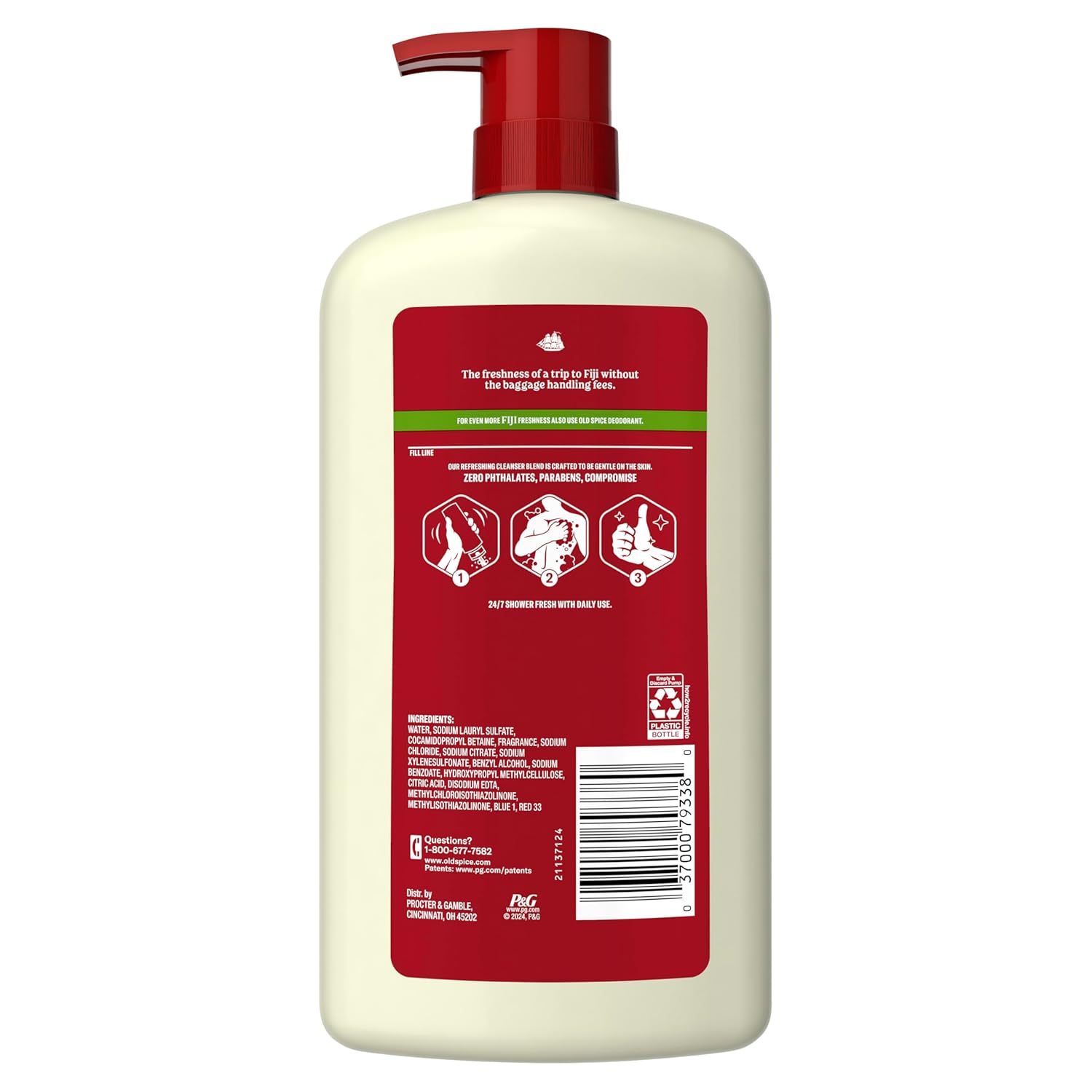 Old Spice Body Wash for Men, 24/7 Shower Fresh with Lasting Scent, Cleanse & Refresh, Gentle on Skin, Vitamin B3, Fiji with Palm Tree + Coconut Scent, 25 oz (Pack of 4) - Image 11