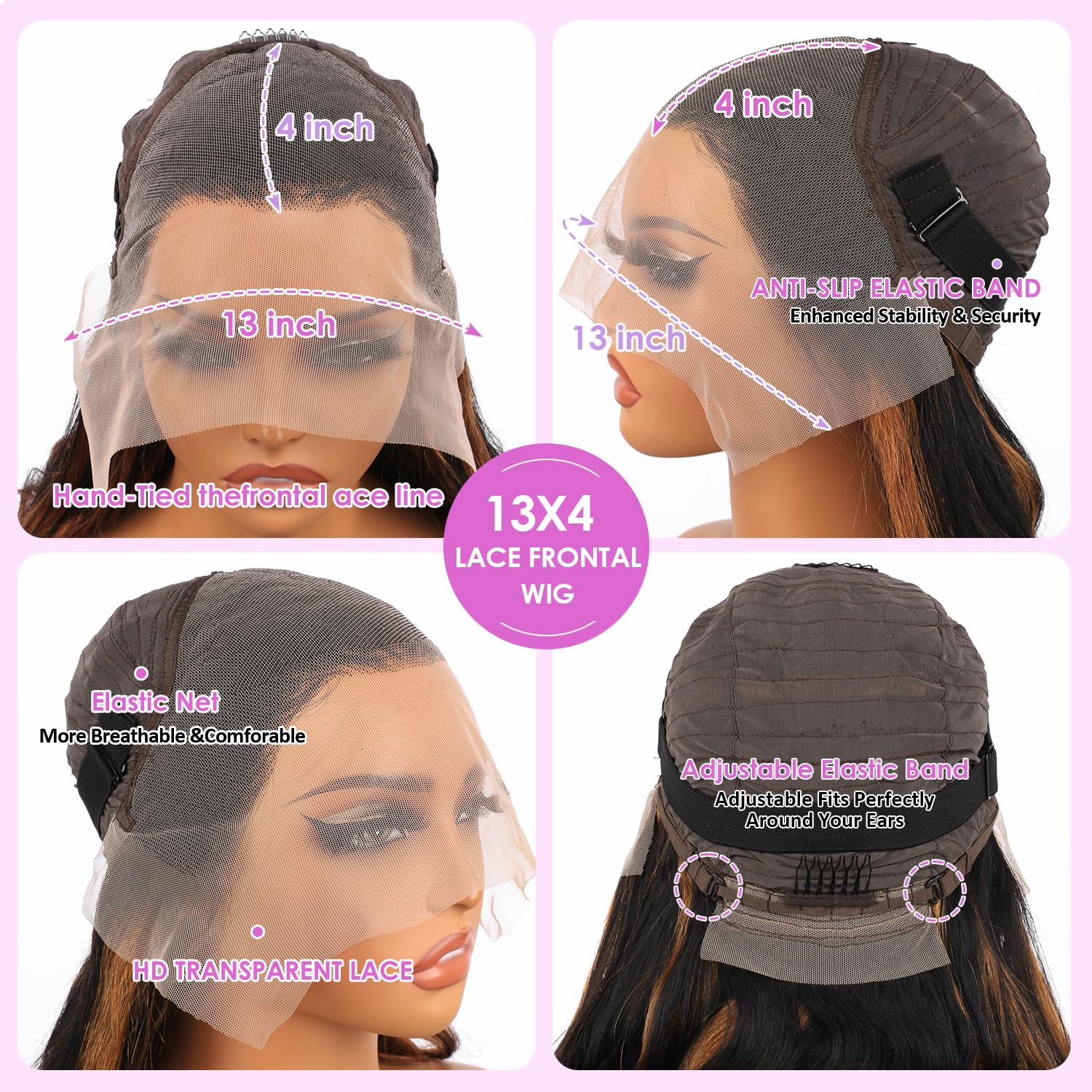 Ombre Brown Highlight 26 Inch 200 Density 13x4 Glueless Human Hair Body Wave Lace Front Wig for Women - Image 6