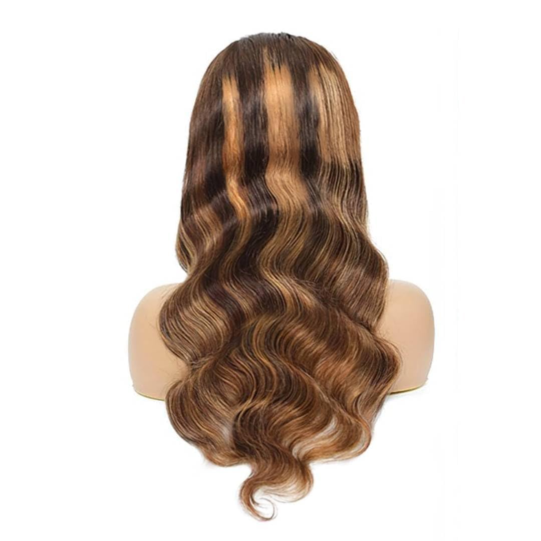 Ombre Headband Wig Human Hair #4/27 Highlight Body Wave Headband Wig 16 Inch Glueless None Lace Front Wig Brazilian Virgin Human Hair Wigs for Black Women Wear and Go Wig 150% Density - Image 3