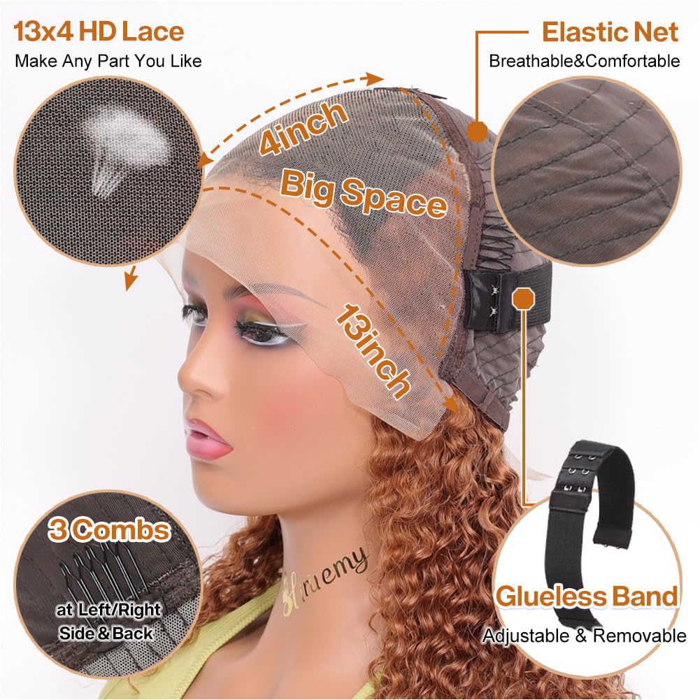 Ombre Highlight Deep Wave Curly Bob Wigs Human Hair Pre Plucked Wear And Go Glueless 13x4 Hd Honey Blonde Highlight Lace Front Wig Human Hair For Black Women Wet And Wavy 4/27 14 Inch - Image 4