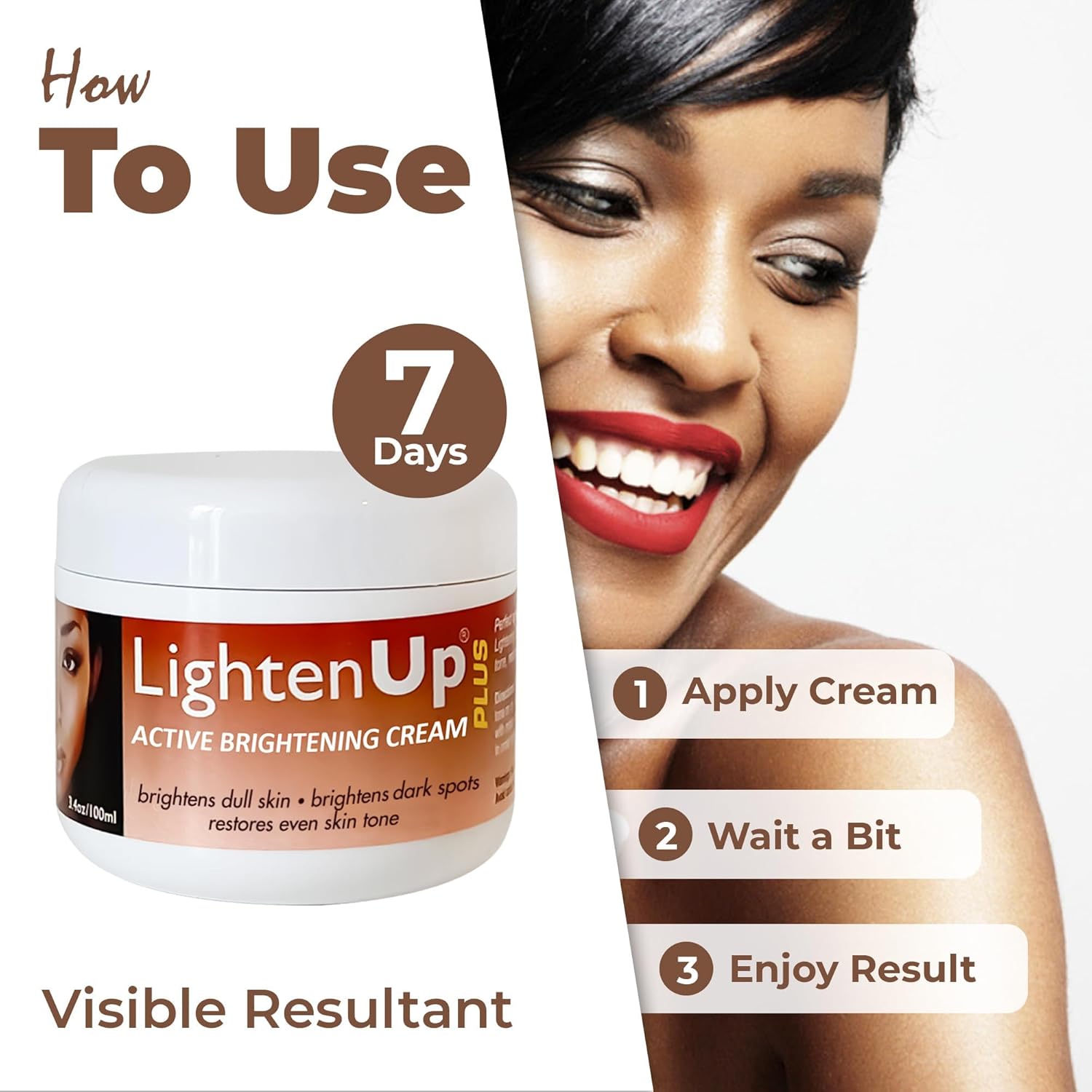 OMIC Lighten-Up Plus Active Skin Brightening Cream - 3.4 Fl oz / 100 ml - Daily Moisturzing Cream, For Face and Body - Image 4