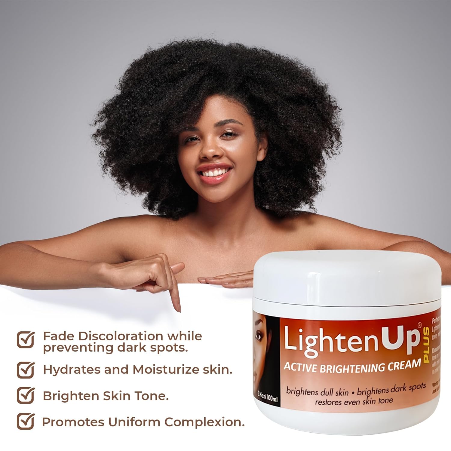 OMIC Lighten-Up Plus Active Skin Brightening Cream - 3.4 Fl oz / 100 ml - Daily Moisturzing Cream, For Face and Body - Image 3