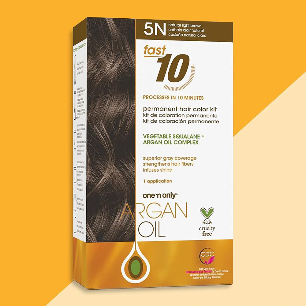 One n Only Argan Oil Fast 10 Permanent Hair Color Kit - 5N Natural Light Brown Hair Color Unisex 1 Pc - Image 7