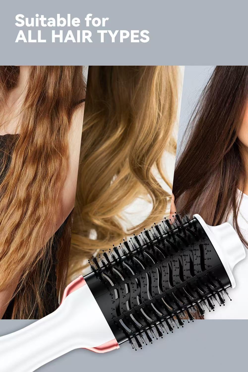 One-Step Volumizer, 1400W Hot Hair Brush Styler, 4 in 1 Brush Blow Dryer with Negative Ion, 3 Heat Settings for Frizz-Free Styling - Image 8