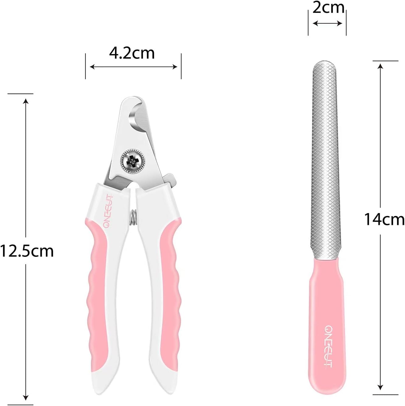 OneCut 4.7" Small Dog & Cat Nail Clipper Stainless Steel Cat Claw Trimmers for Rabbits, Guinea Pigs, Birds, Puppies, Kittens and Small Animals Pet Nail Clipper for Professional and Home Use (Pink) - Image 2