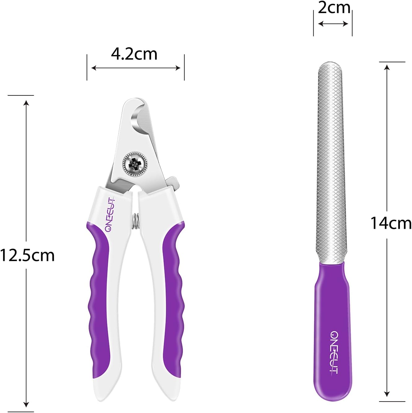 OneCut 4.7" Small Dog & Cat Nail Clipper Stainless Steel Cat Claw Trimmers for Rabbits, Guinea Pigs, Birds, Puppies, Kittens and Small Animals Pet Nail Clipper for Professional and Home Use (Purple) - Image 2