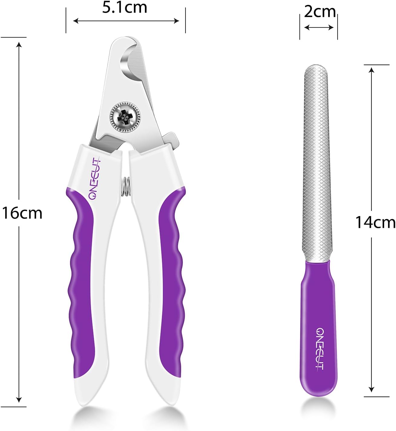 OneCut 6" Dog Nail Clippers for Small, Medium and Large Breed Professional Pet Nail Trimmers -Suitable for Cats, Rabbits and Guinea Pigs with Safety Guard to Avoid Over Cutting (Purple) - Image 2